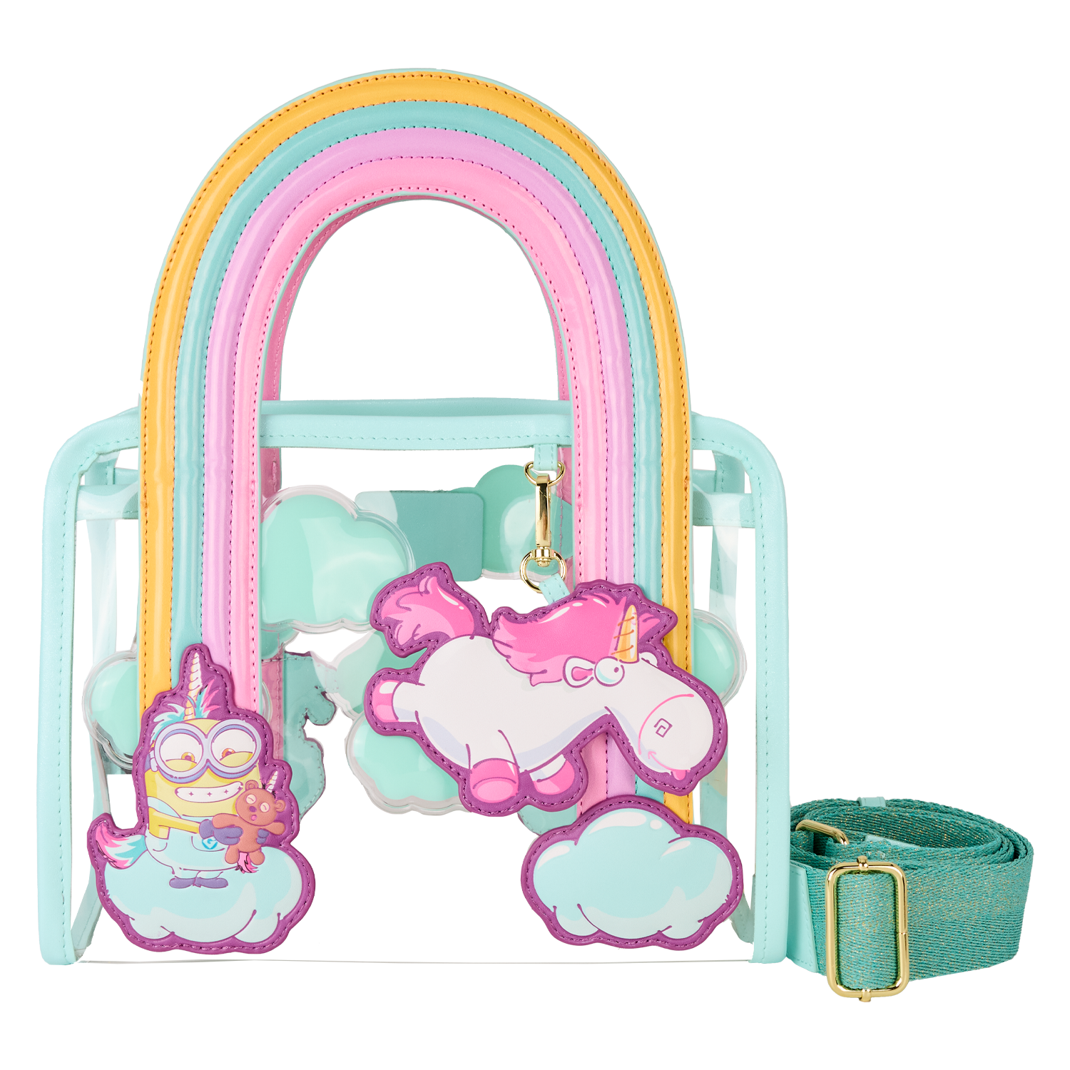 Minions Fluffy Unicorn Rainbow Clear Mini Tote Crossbody Bag - Image 6