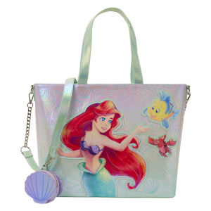 The Little Mermaid Ariel, Flounder, & Sebastian Tote Crossbody Bag with Coin Bag