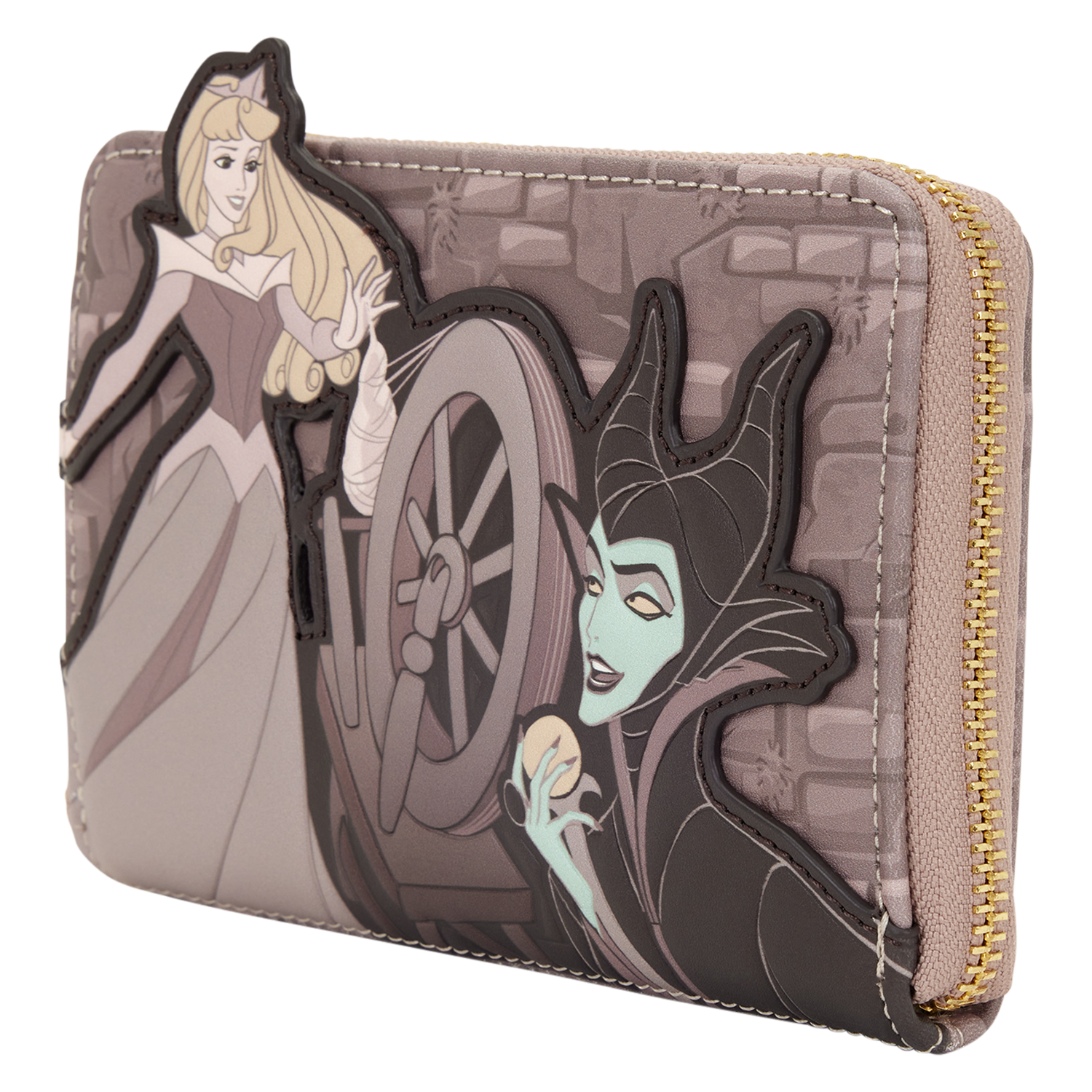 Sleeping Beauty & Maleficent Spinning Wheel Zip Around Wallet - Image 3